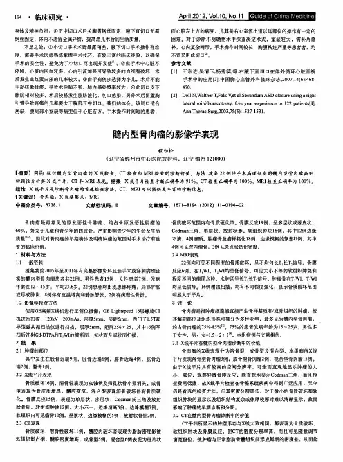 髓内型骨肉瘤的影像学表现