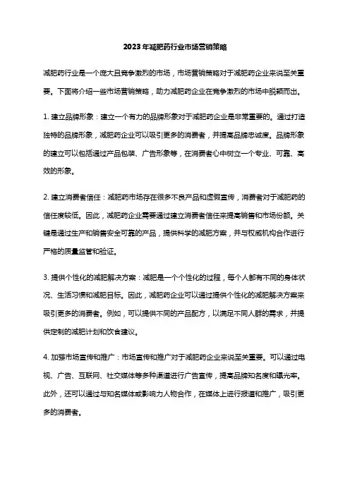 2023年减肥药行业市场营销策略