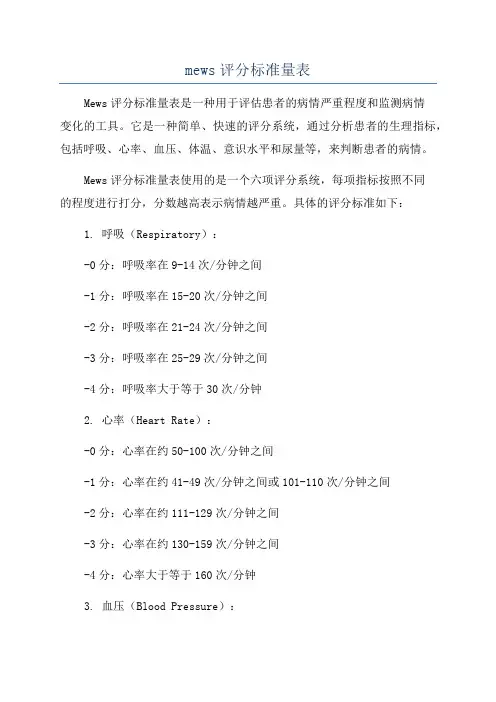 mews评分标准量表