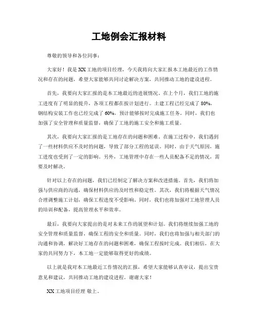 工地例会汇报材料