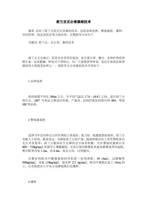 荷兰豆无公害栽培技术