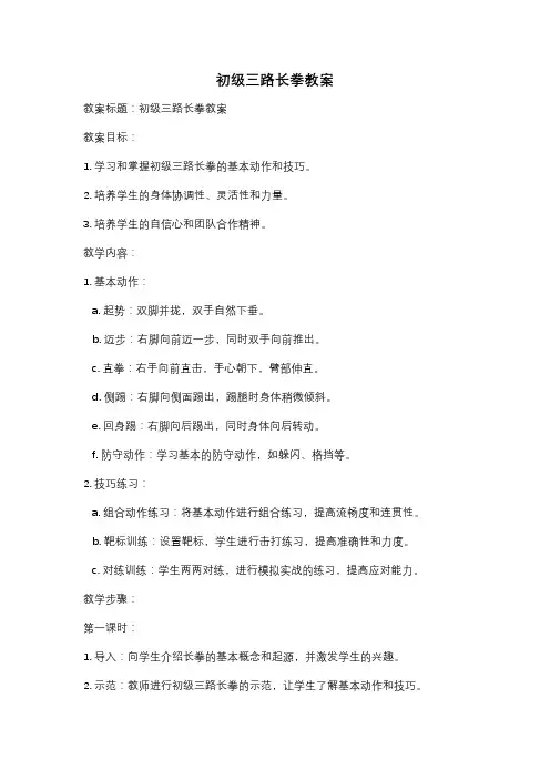 初级三路长拳教案