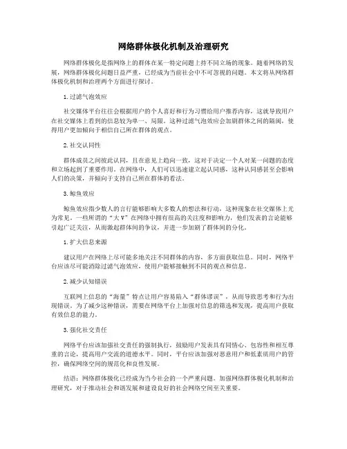 网络群体极化机制及治理研究