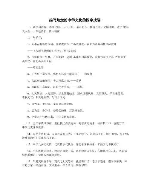 描写灿烂的中华文化的四字成语