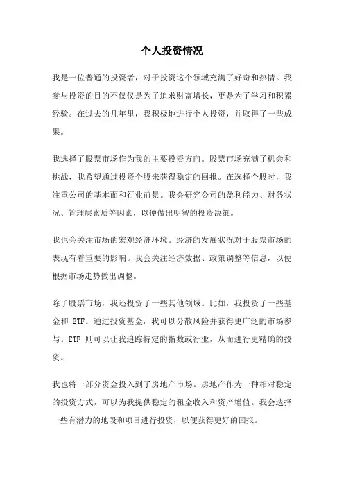 个人投资情况
