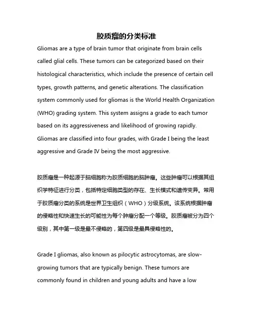 胶质瘤的分类标准