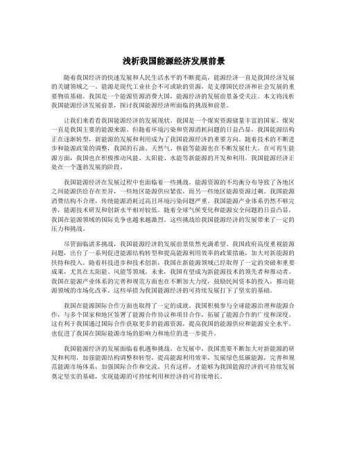 浅析我国能源经济发展前景