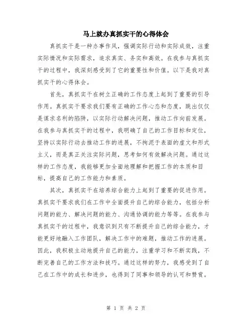 马上就办真抓实干的心得体会