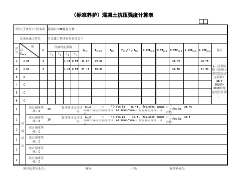 混凝土抗压强度计算表GD2301044-自动填写及评定
