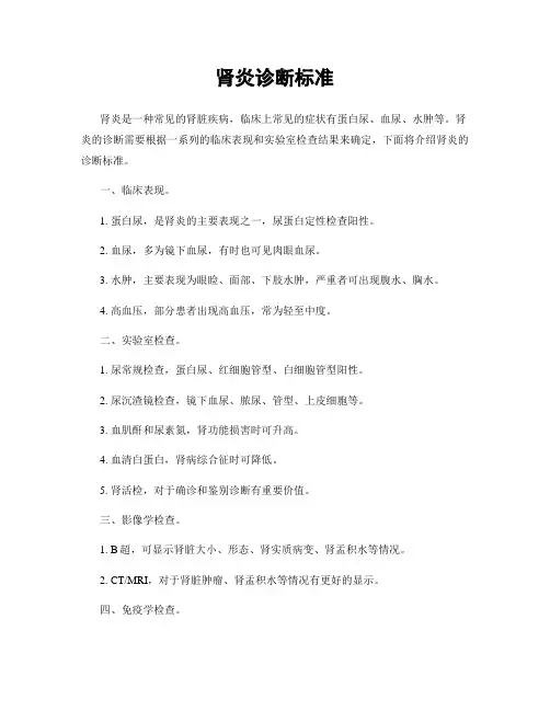 肾炎诊断标准