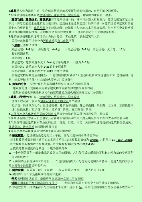 房屋建筑学知识点 全