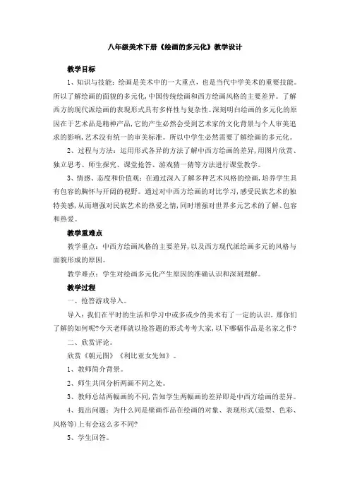 人美版八年级美术下册《绘画的多元化》