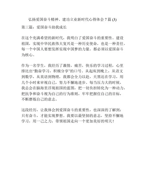 弘扬爱国奋斗精神、建功立业新时代心得体会7篇 (3)