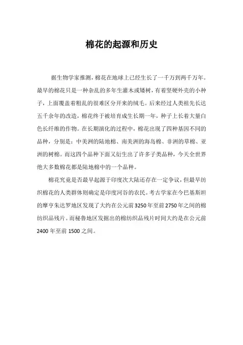 棉花的起源和历史
