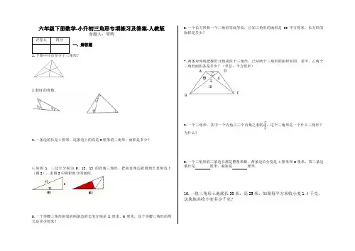 六年级下册数学-小升初三角形专项练习及答案-a9-人教版