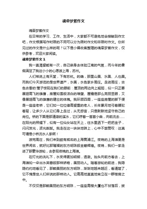 魂牵梦萦作文