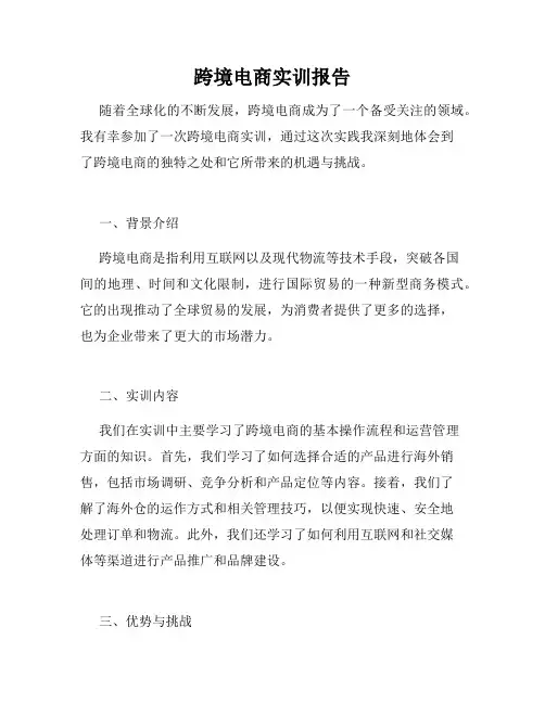 跨境电商实训报告