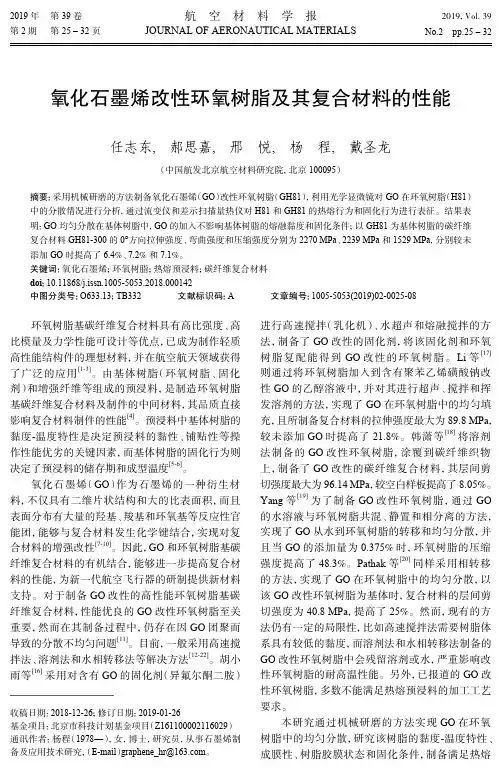 氧化石墨烯改性环氧树脂及其复合材料的性能