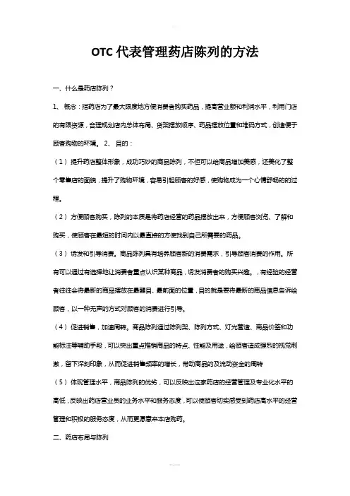 OTC代表管理药店陈列的方法