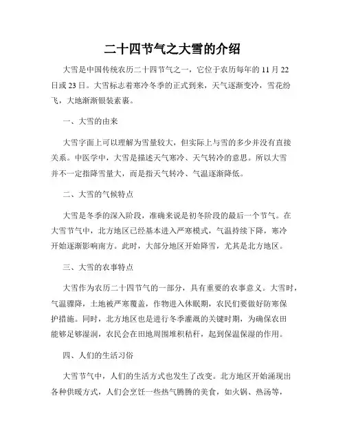 二十四节气之大雪的介绍
