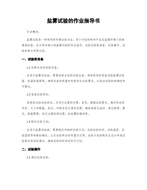 盐雾试验的作业指导书