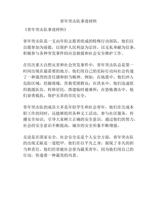 青年突击队事迹材料