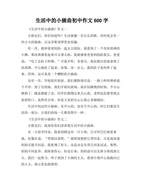 生活中的小插曲初中作文600字