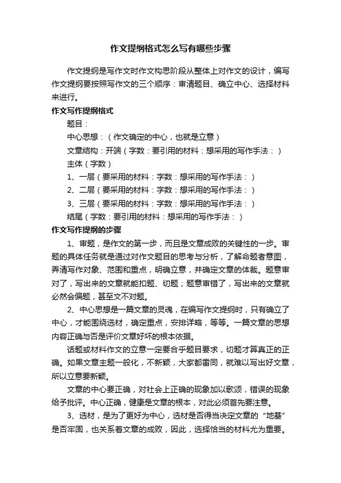 作文提纲格式怎么写有哪些步骤