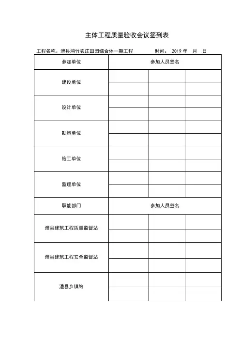主体验收会议签到单
