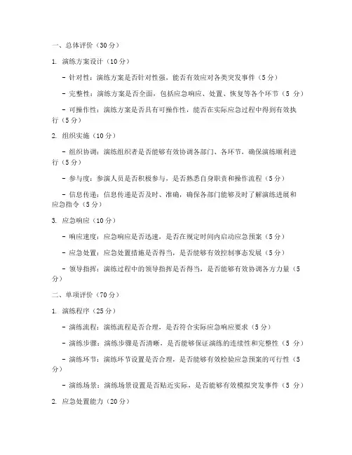 应急预案演练比赛评分标准