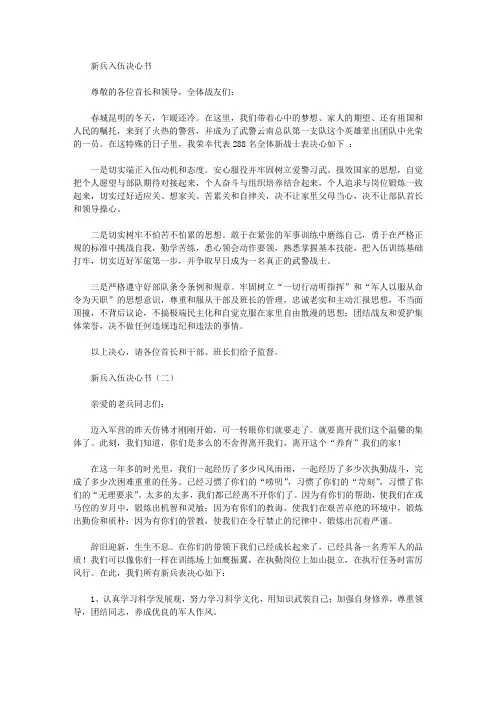 新兵入伍决心书