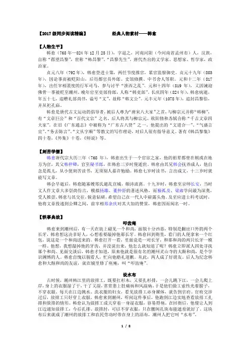 经典人物素材——韩愈