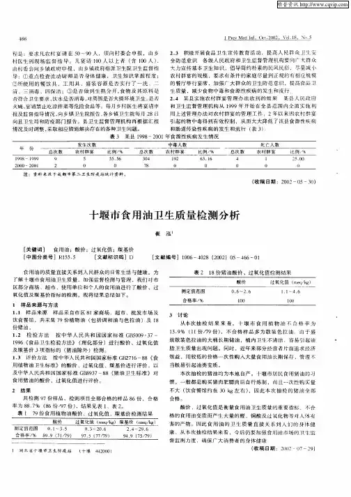 十堰市食用油卫生质量检测分析