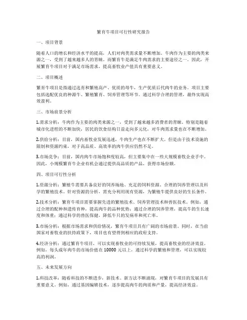繁育牛项目可行性研究报告