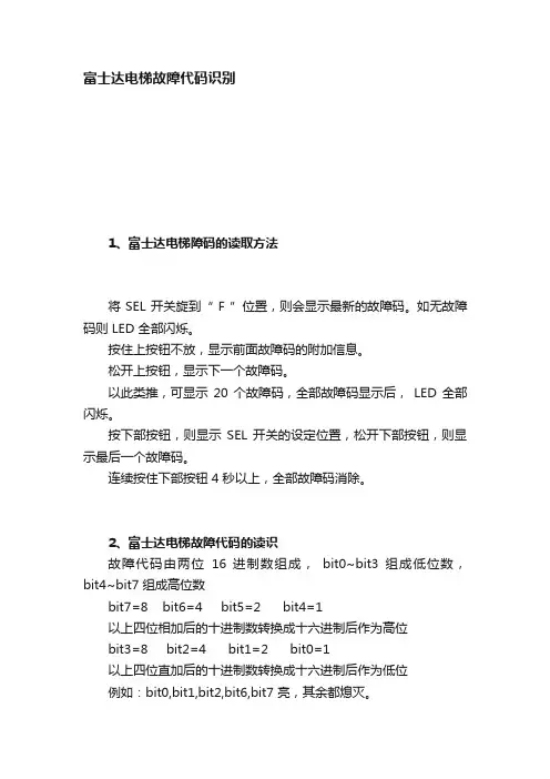 富士达电梯故障代码识别