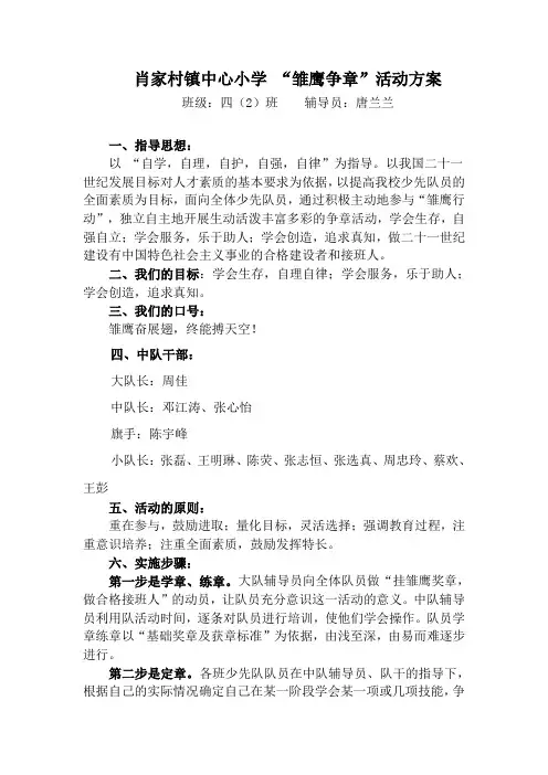 四年级雏鹰争章方案(完美版)