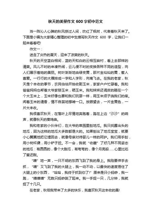秋天的美景作文600字初中范文