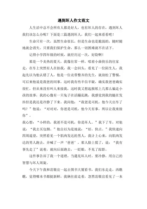 遇到坏人作文范文