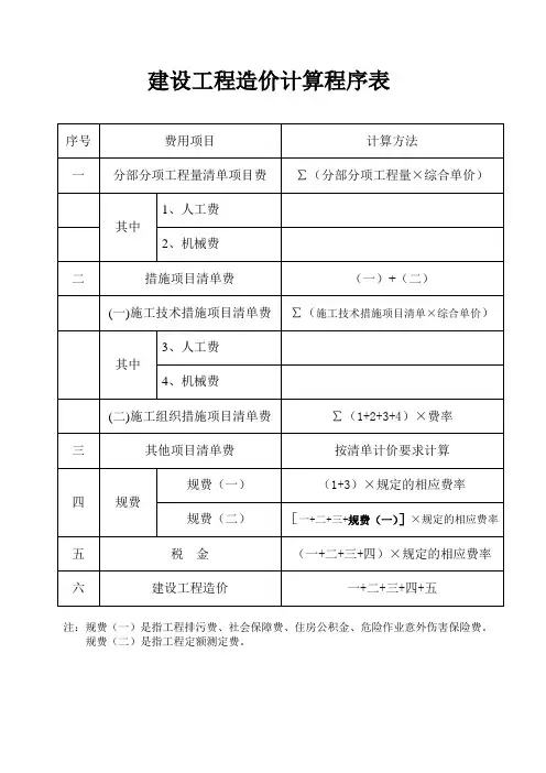 造价的计算程序