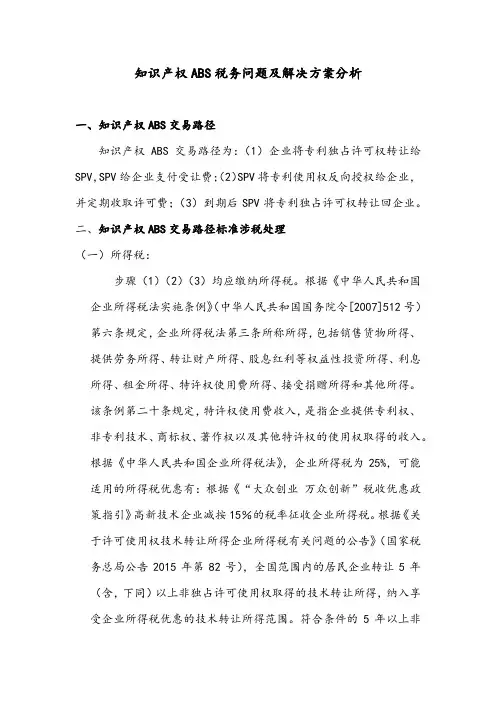 知识产权ABS税务问题与解决研究分析