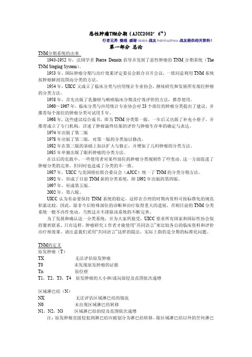 恶性肿瘤TNM分期(AJCC2002276th)