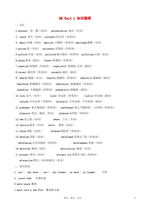 八年级英语下册 Unit 1知识梳理 牛津译林版