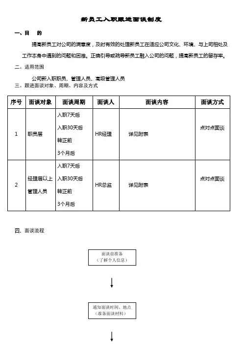 新员工入职跟进面谈制度