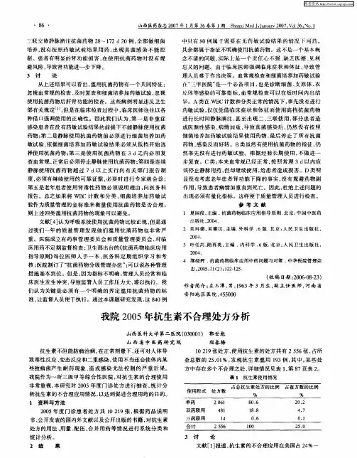 我院2005年抗生素不合理处方分析