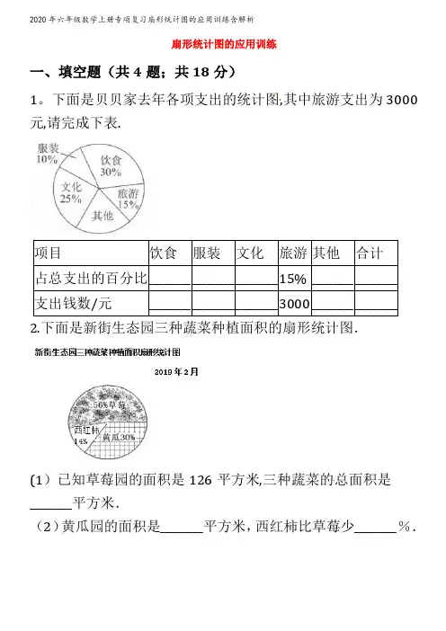 六年级数学上册专项复习扇形统计图的应用训练含解析
