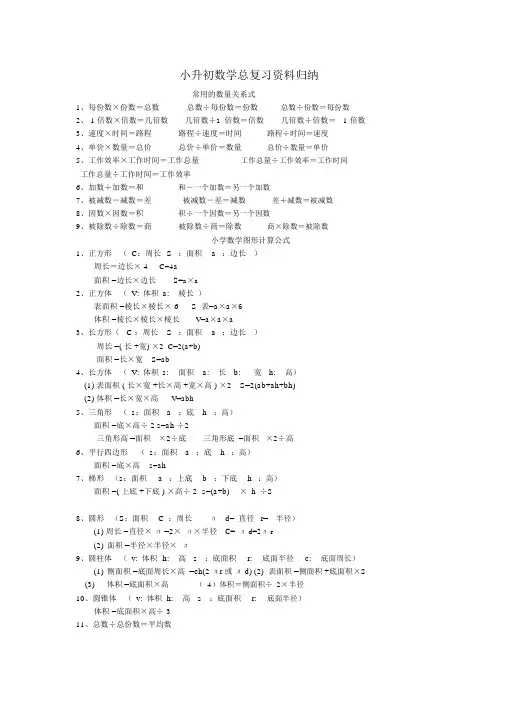 人教版小学六年级下册数学总复习资料