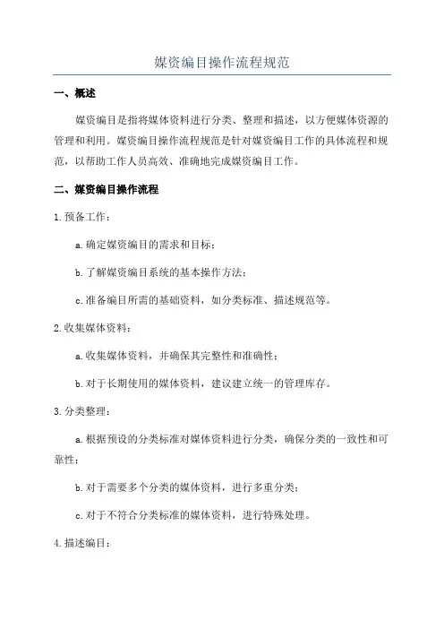 媒资编目操作流程规范