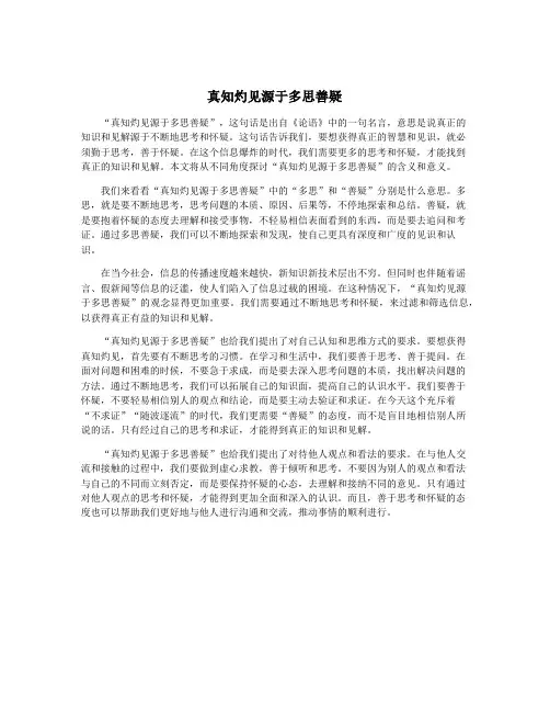 真知灼见源于多思善疑