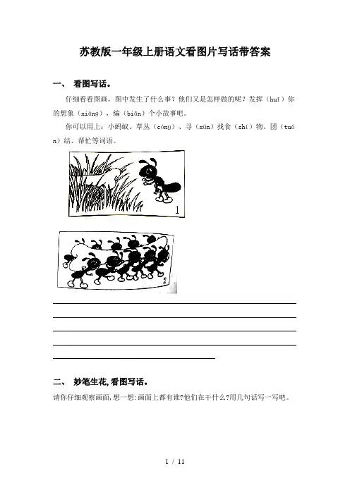 苏教版一年级上册语文看图片写话带答案