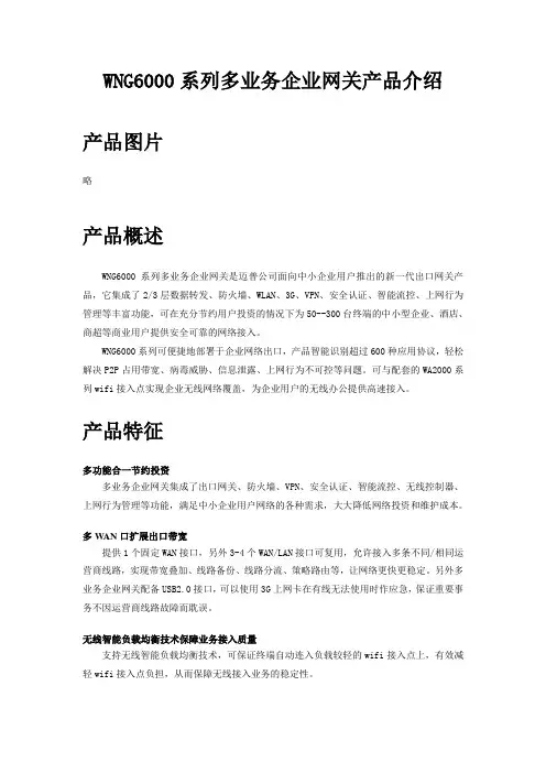 WNG6000系列多业务企业网关产品介绍